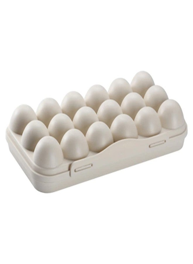 PLUMAZE 18-Grid Egg Storage Box with Lid | Plastic Egg Holder Tray | The Ultimate Refrigerator Solution (Cream) - Image 3
